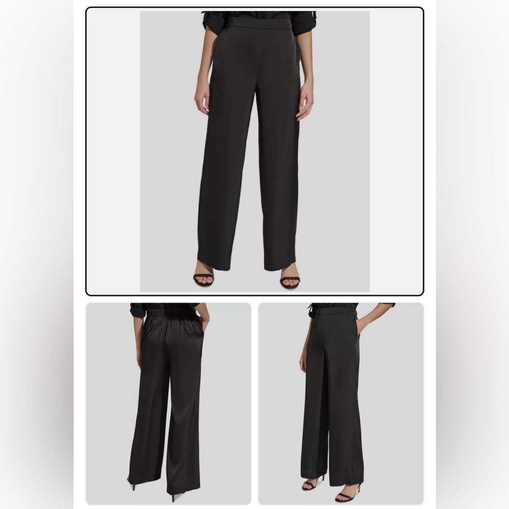 Satin high waist Wide Leg pull on Pants - Picture 8 of 12